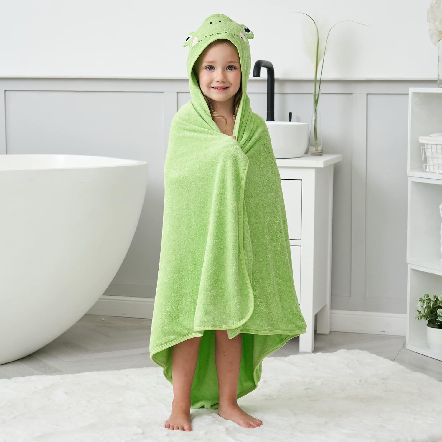 HIPHOP PANDA Bamboo Hooded Baby Towel - Soft Bath Towel with Bear Ears for Babie， Toddler， Infant - Ultra Absorbent， Natural Baby Stuff Baby Bath Shower Gifts for Boy and Girl - (Bear， 30 x 30 Inch) - Image 4